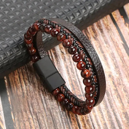 Stainless Steel Leather Bracelet for Men 🖤✨