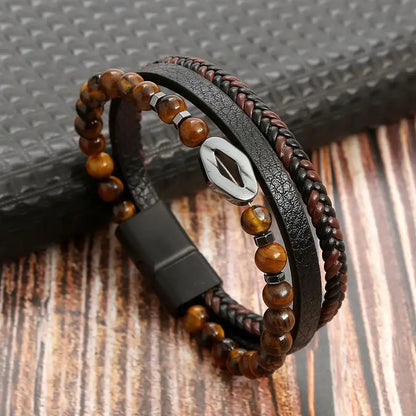 Stainless Steel Leather Bracelet for Men 🖤✨