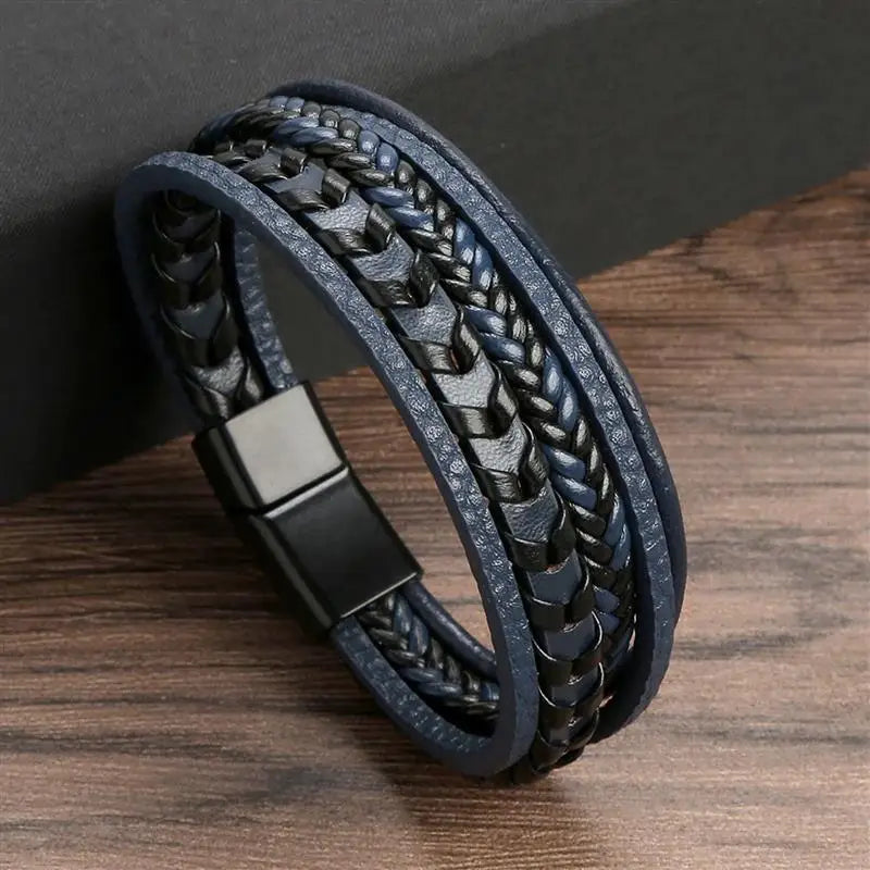 Stainless Steel Leather Bracelet for Men 🖤✨